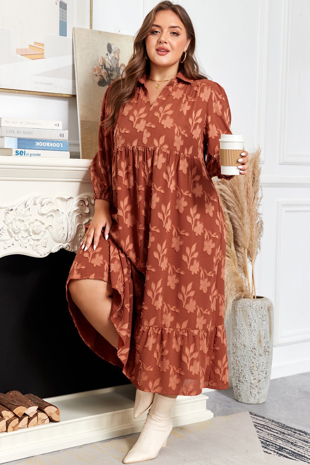 Mallory 4 Sleeve Long PLUS Dress - Hello Beautiful BoutiquePlus Size Maxi DressesThreaded Pear