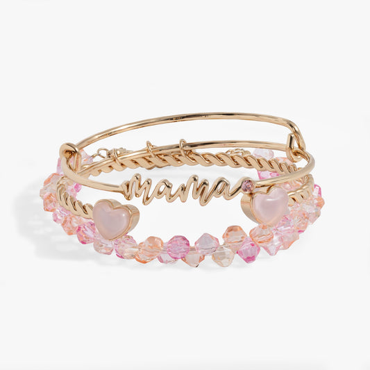 'Mama' Pink Beaded Bangle Set of 3 - Hello Beautiful BoutiqueBraceletsALEX AND ANI