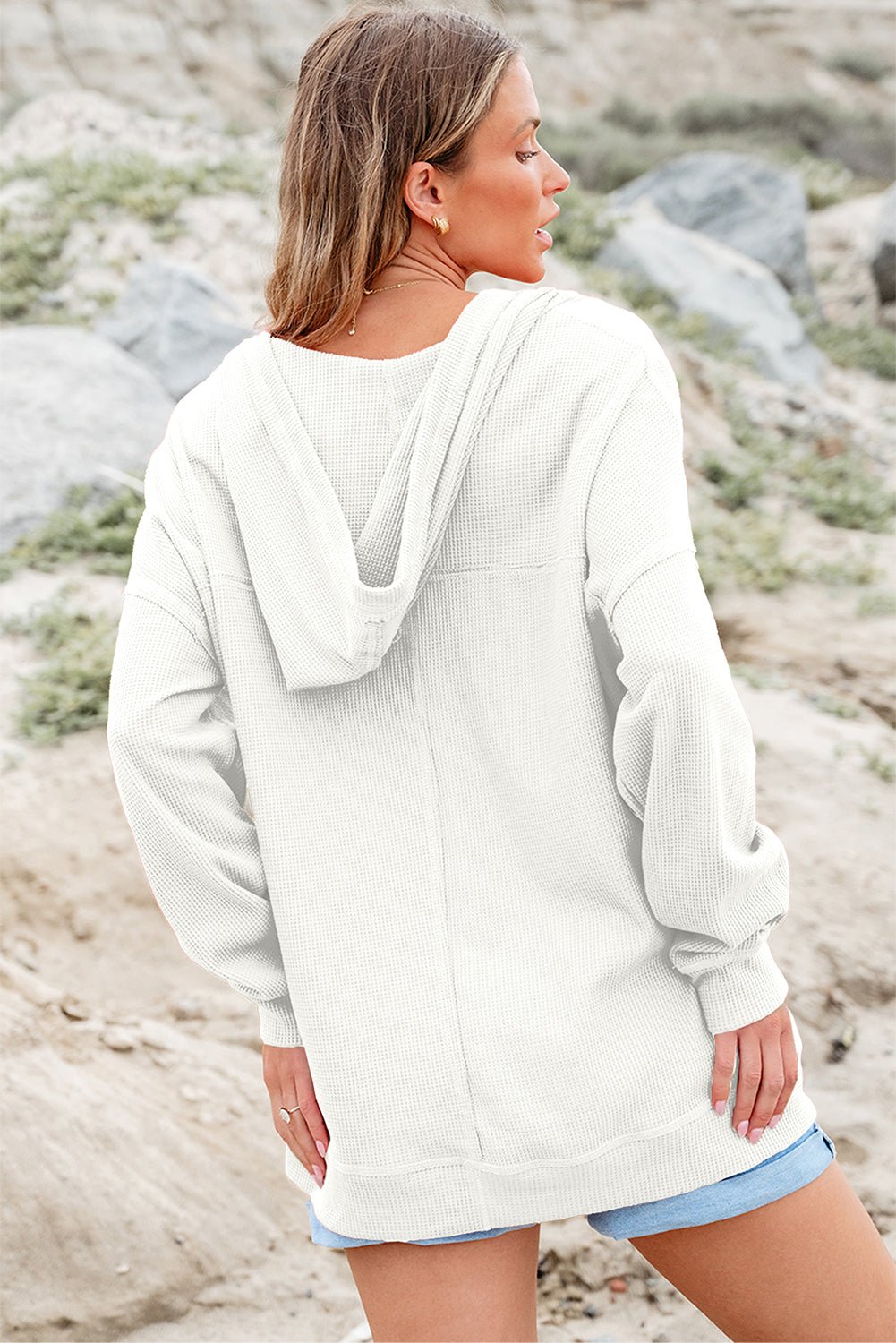 Mara Shoulder Exposed Seam Hoodie - Hello Beautiful BoutiqueSweatshirts & HoodiesThreaded Pear