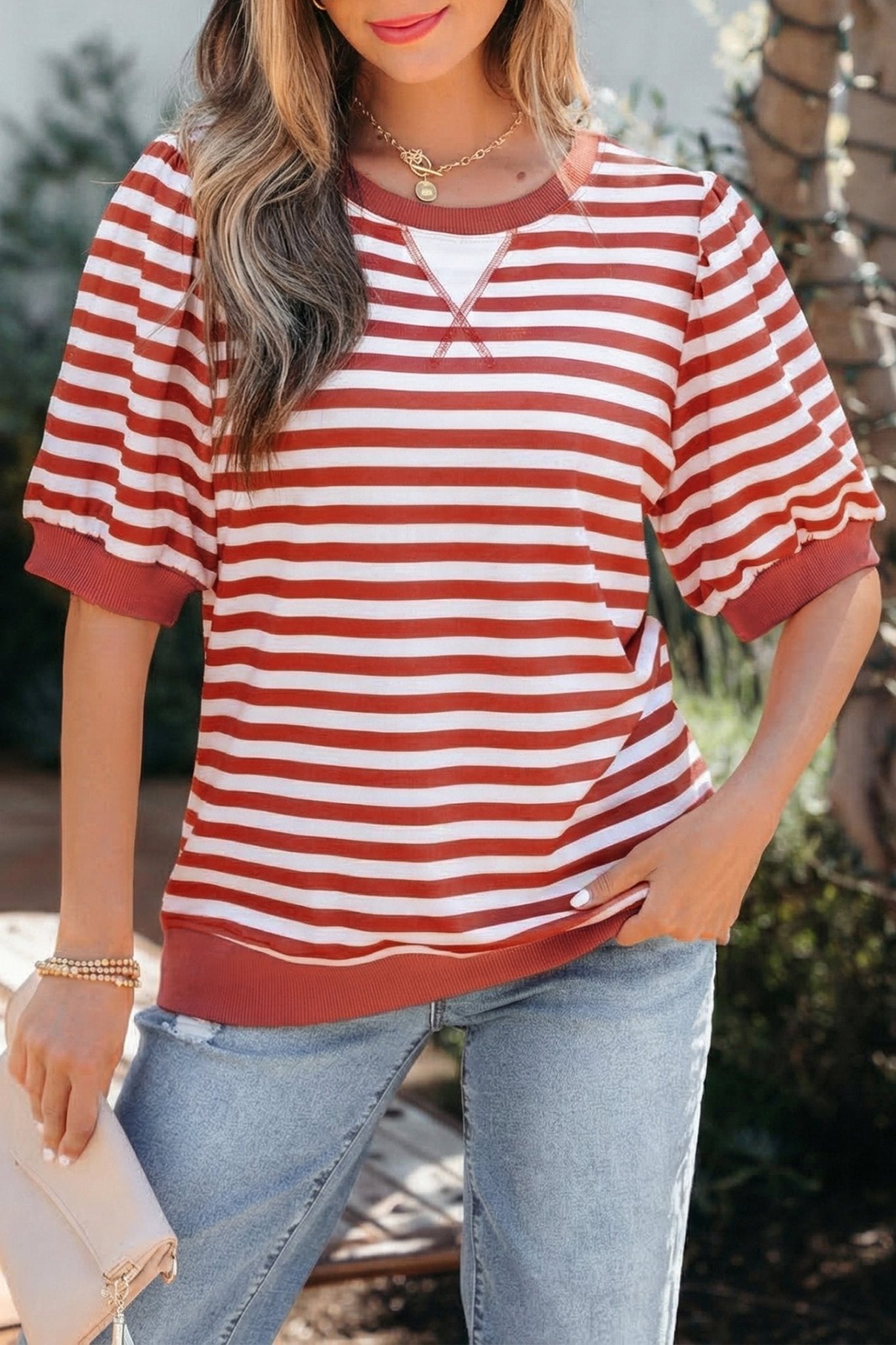 Marceline Bubble Sleeve T Shirt - Hello Beautiful BoutiqueTops & TeesThreaded Pear