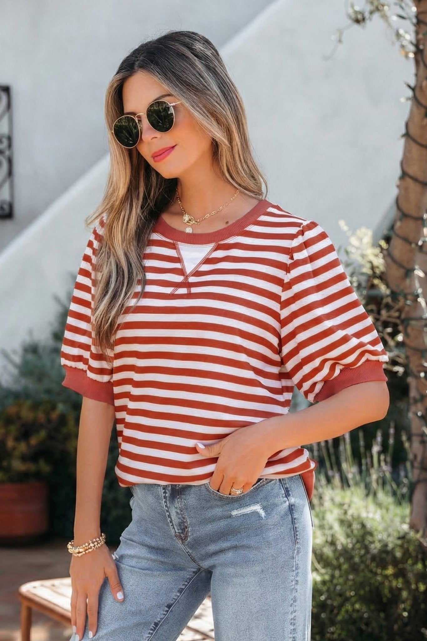 Marceline Bubble Sleeve T Shirt - Hello Beautiful BoutiqueTops & TeesThreaded Pear