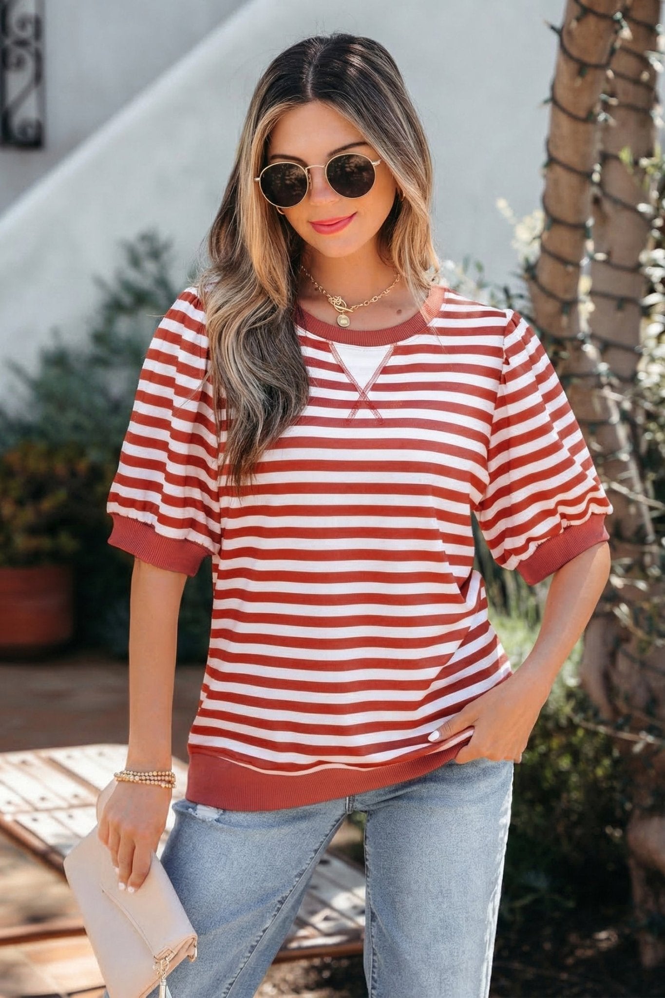 Marceline Bubble Sleeve T Shirt - Hello Beautiful BoutiqueTops & TeesThreaded Pear