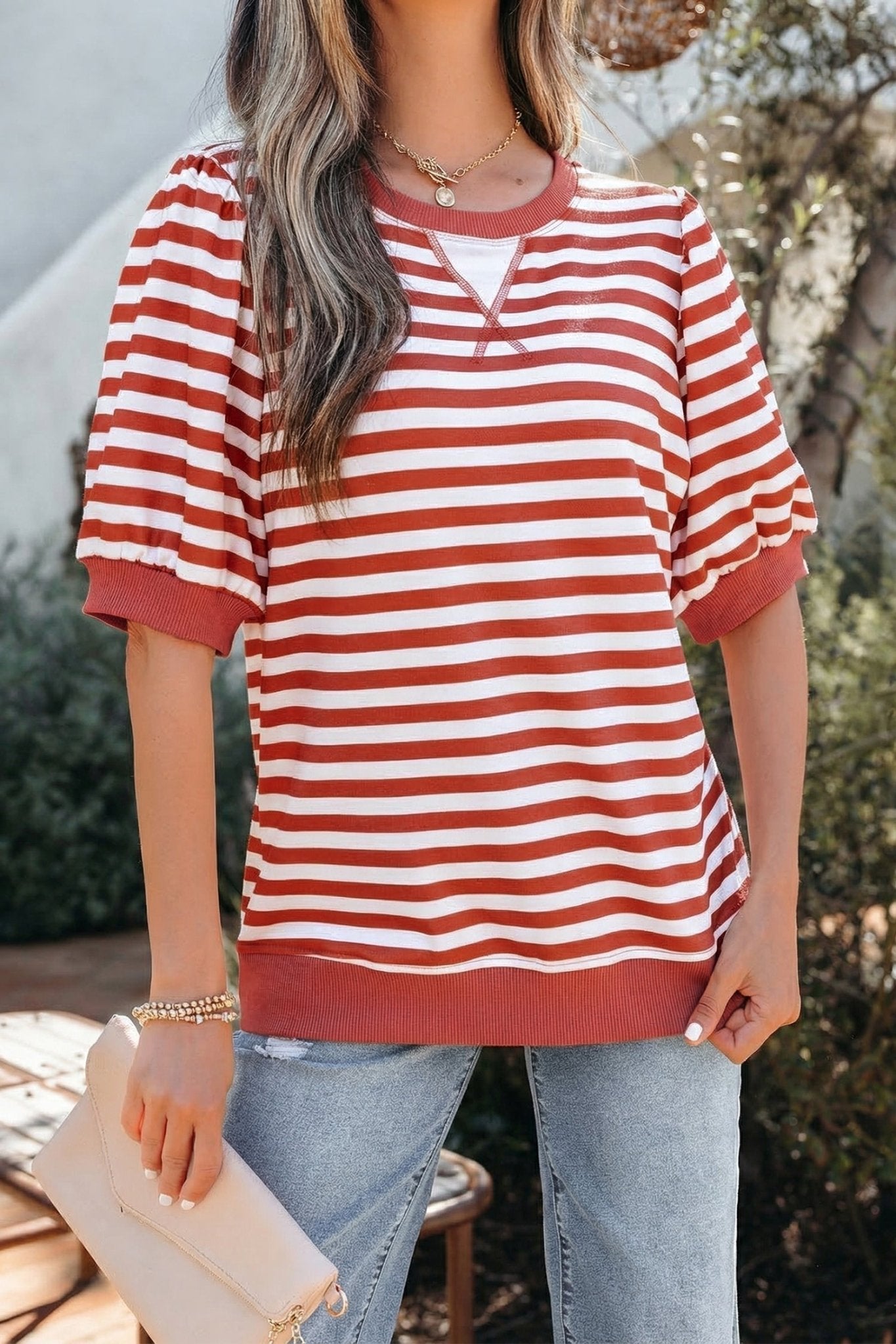 Marceline Bubble Sleeve T Shirt - Hello Beautiful BoutiqueTops & TeesThreaded Pear