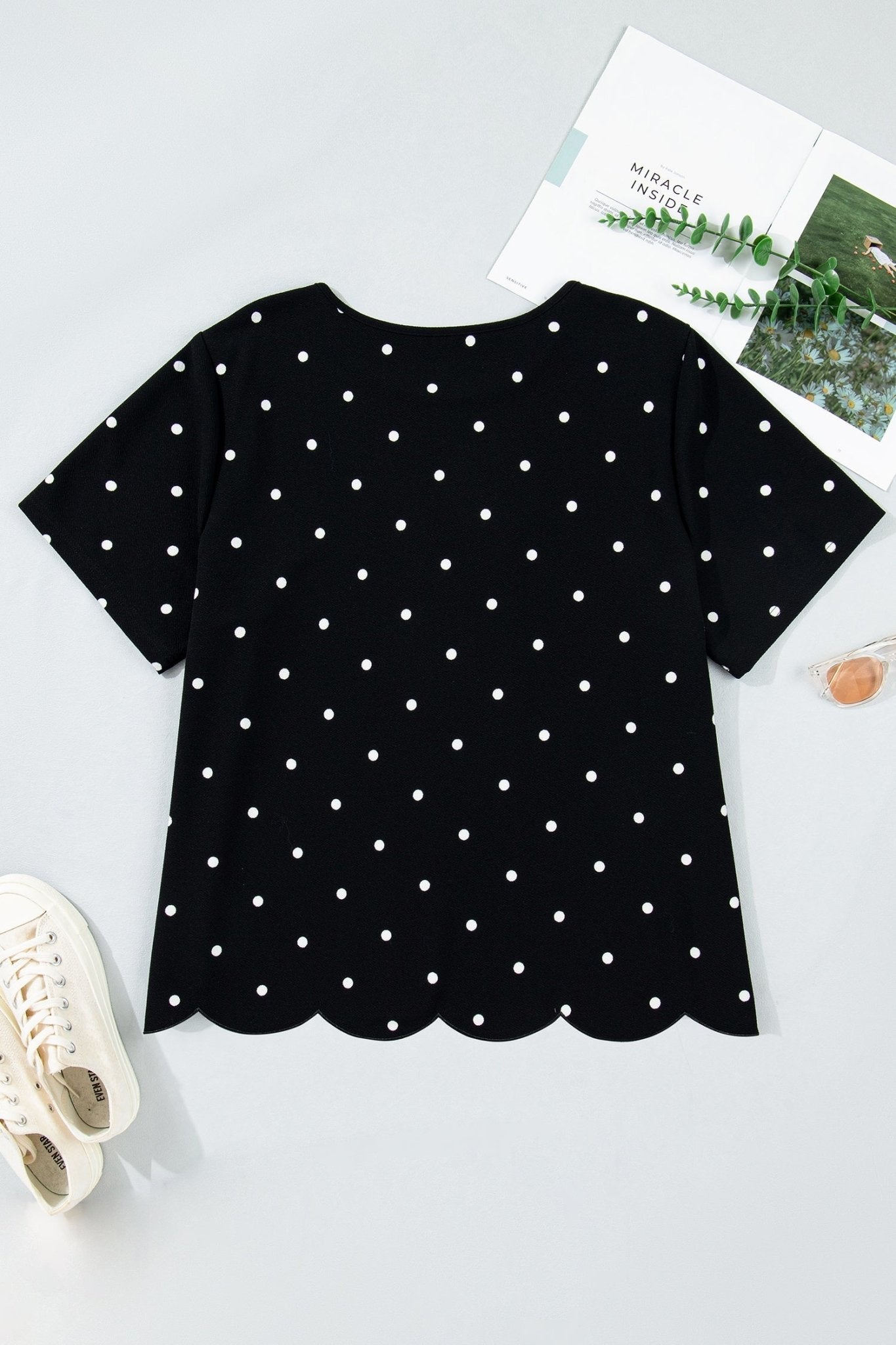 Margaret Dotted Casual PLUS Top - Hello Beautiful BoutiquePlus Size Tops & TeesThreaded Pear