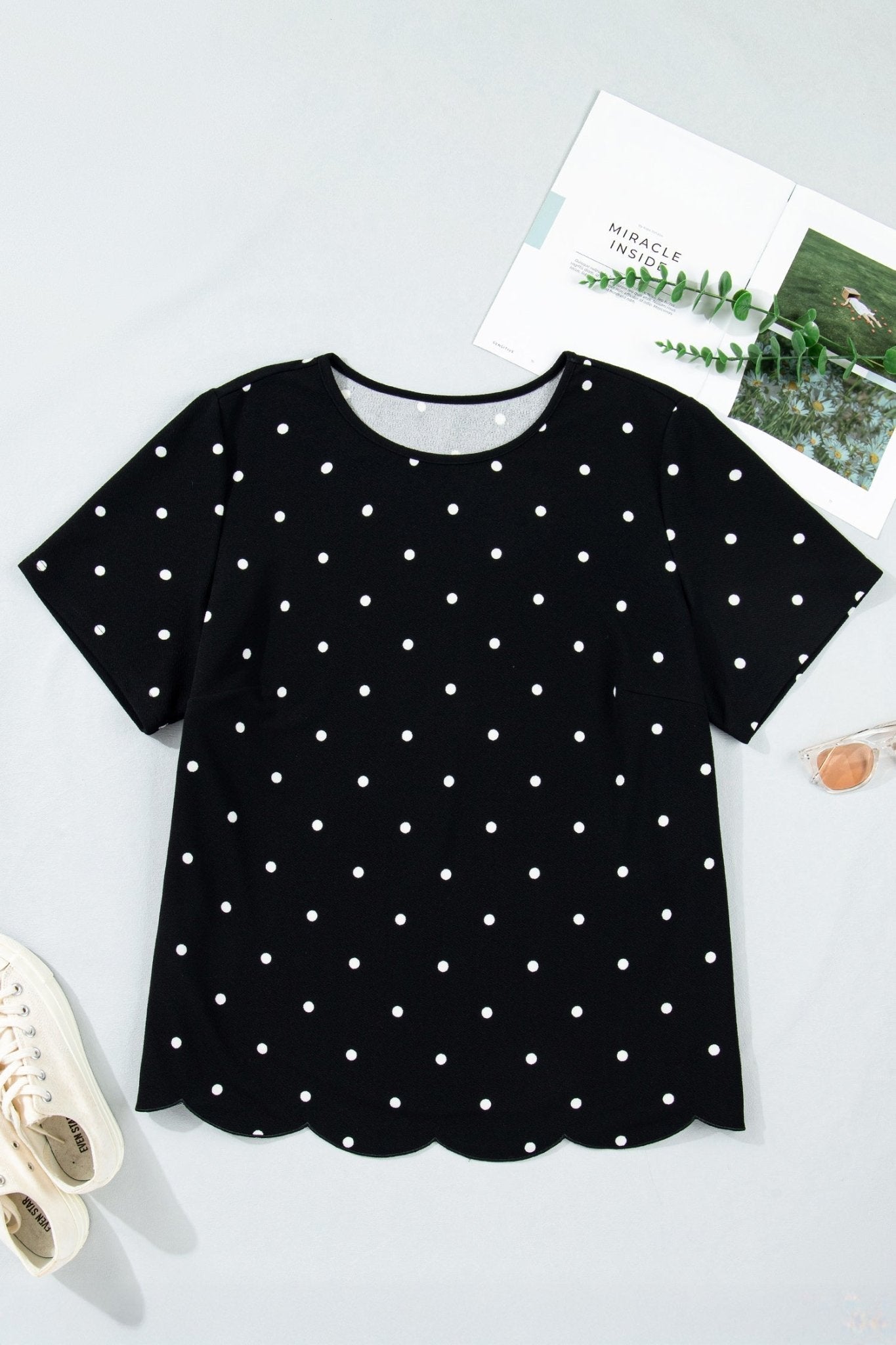 Margaret Dotted Casual PLUS Top - Hello Beautiful BoutiquePlus Size Tops & TeesThreaded Pear