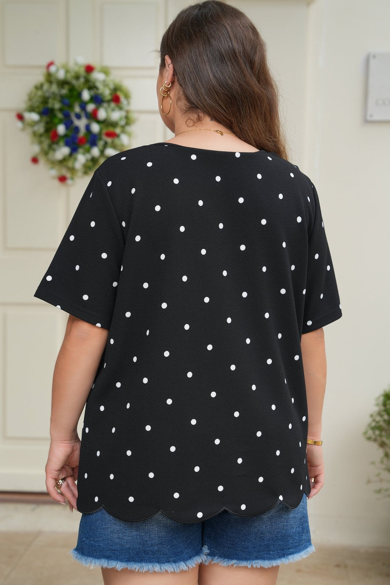 Margaret Dotted Casual PLUS Top - Hello Beautiful BoutiquePlus Size Tops & TeesThreaded Pear