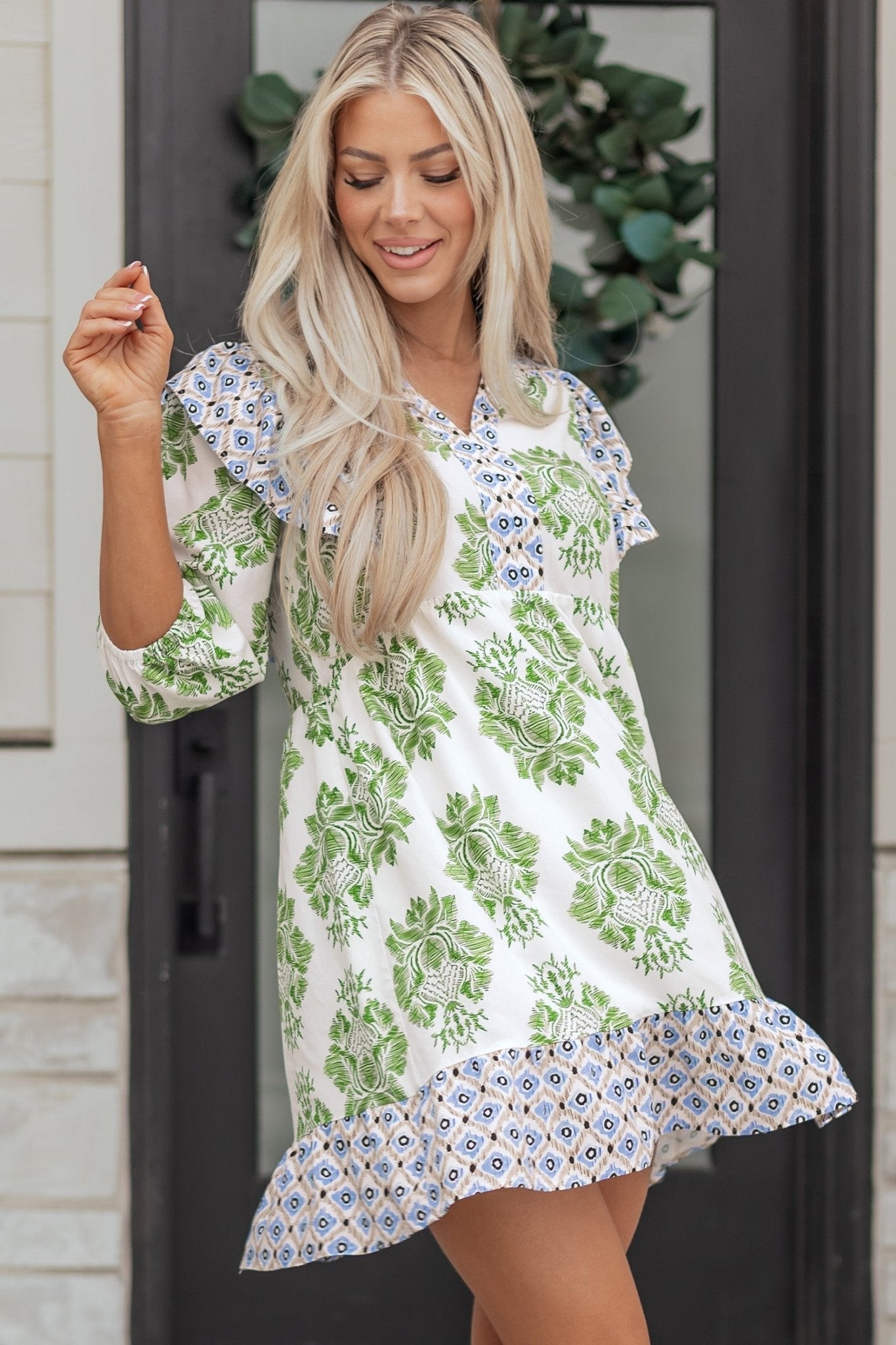 Margot Ruffle Detail Mini Dress - Hello Beautiful BoutiqueFloral DressesThreaded Pear