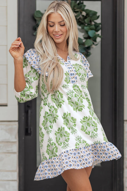 Margot Ruffle Detail Mini Dress - Hello Beautiful BoutiqueFloral DressesThreaded Pear