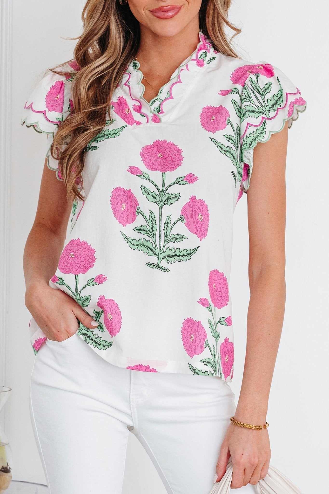 Mariah Detail Short Sleeve Blouse - Hello Beautiful BoutiqueBlouses & ShirtsThreaded Pear