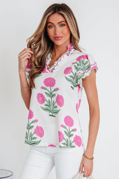 Mariah Detail Short Sleeve Blouse - Hello Beautiful BoutiqueBlouses & ShirtsThreaded Pear