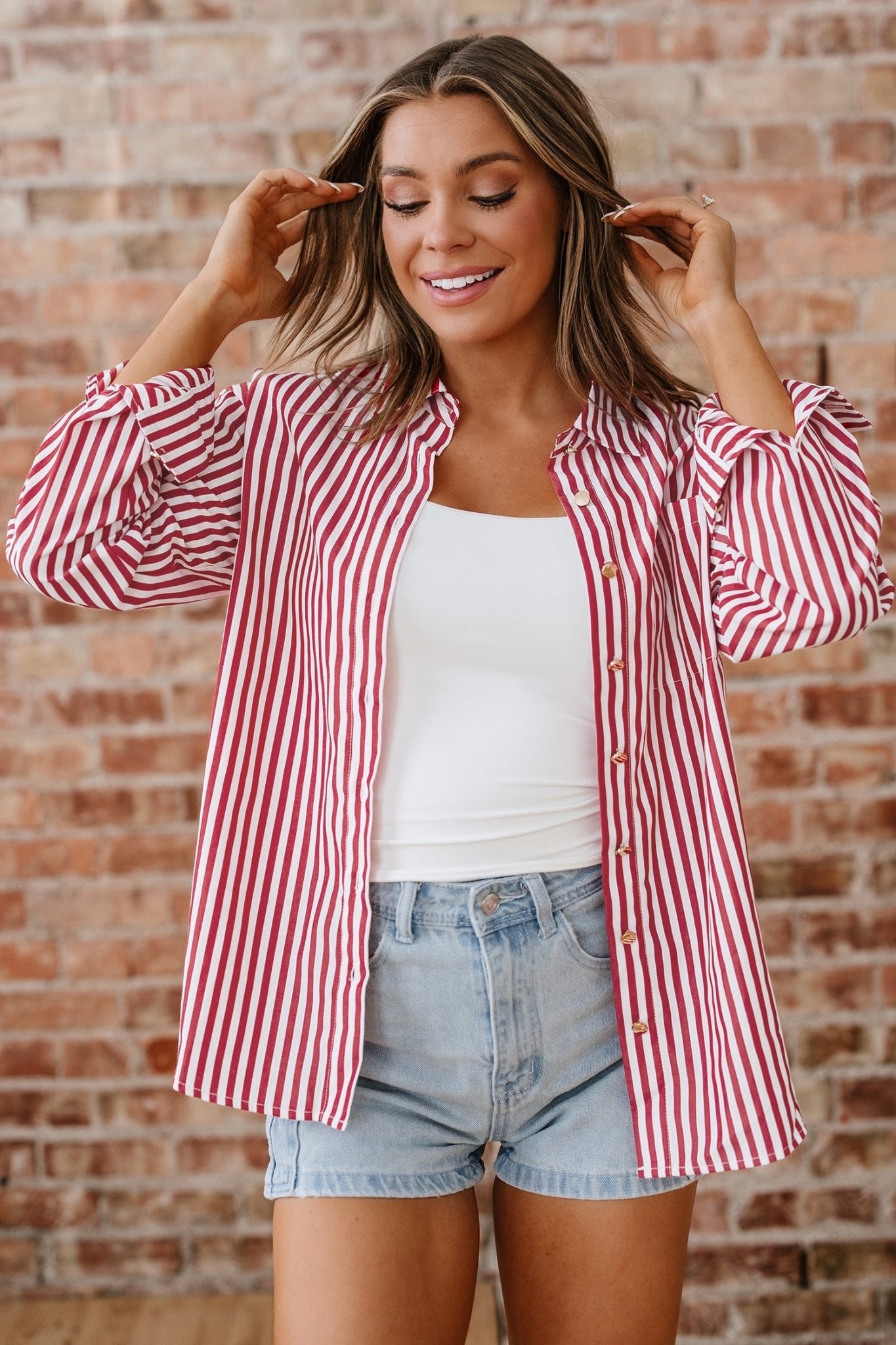 Mariah Side Slit Loose Shirt - Hello Beautiful BoutiqueBlouses & ShirtsThreaded Pear