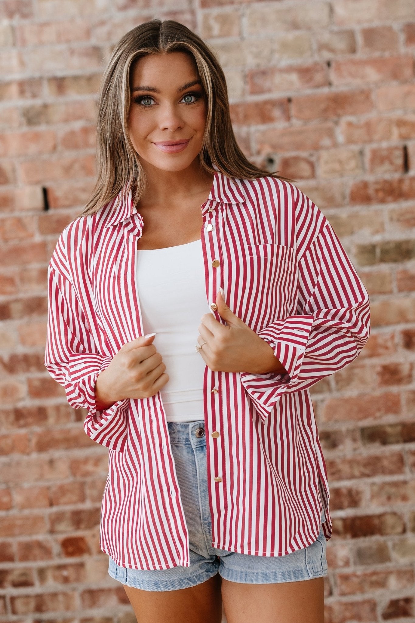 Mariah Side Slit Loose Shirt - Hello Beautiful BoutiqueBlouses & ShirtsThreaded Pear
