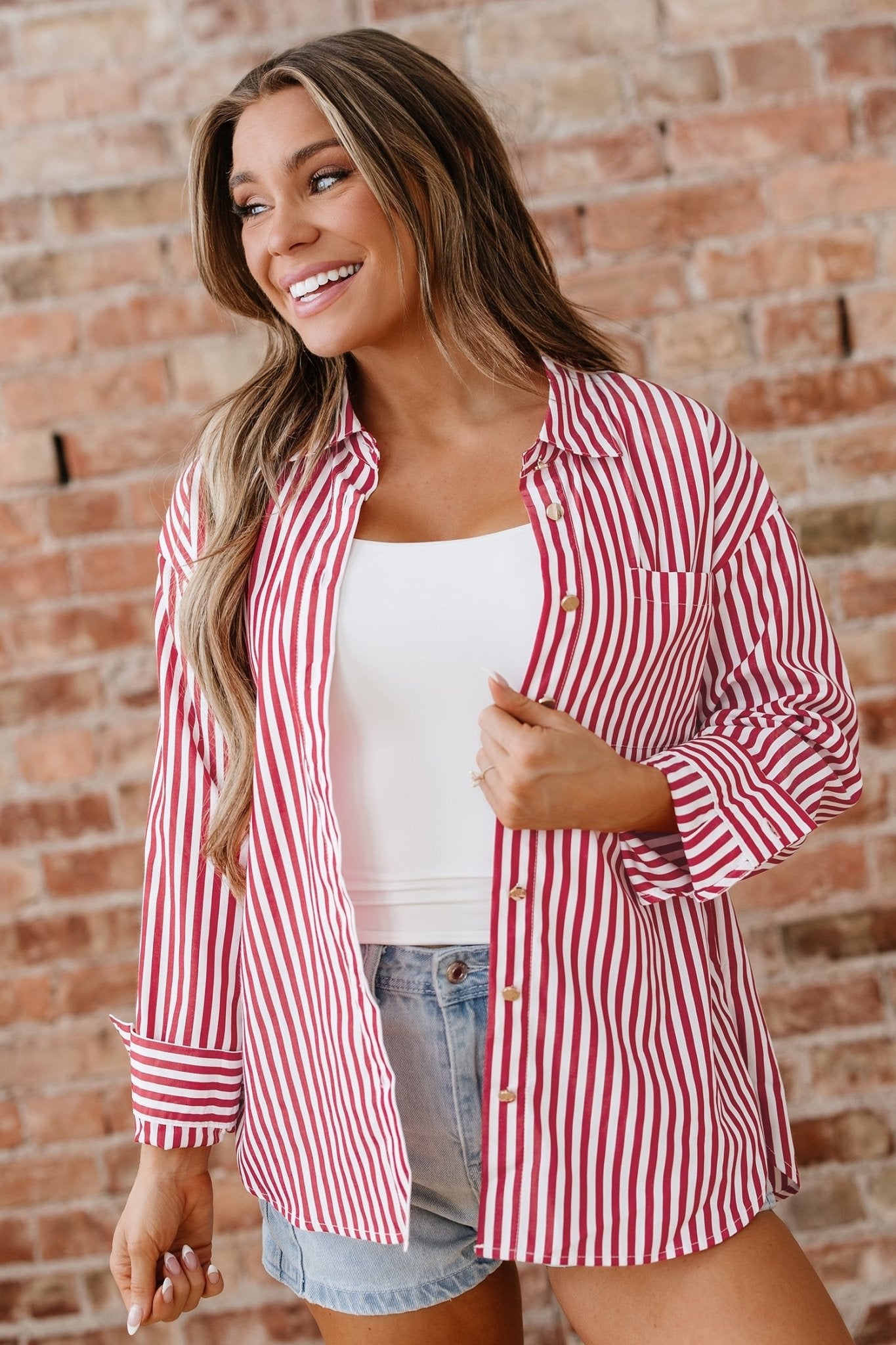 Mariah Side Slit Loose Shirt - Hello Beautiful BoutiqueBlouses & ShirtsThreaded Pear