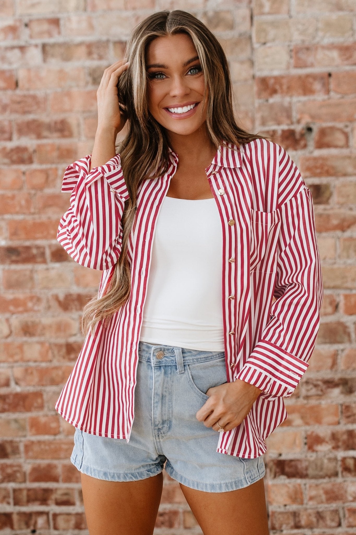 Mariah Side Slit Loose Shirt - Hello Beautiful BoutiqueBlouses & ShirtsThreaded Pear