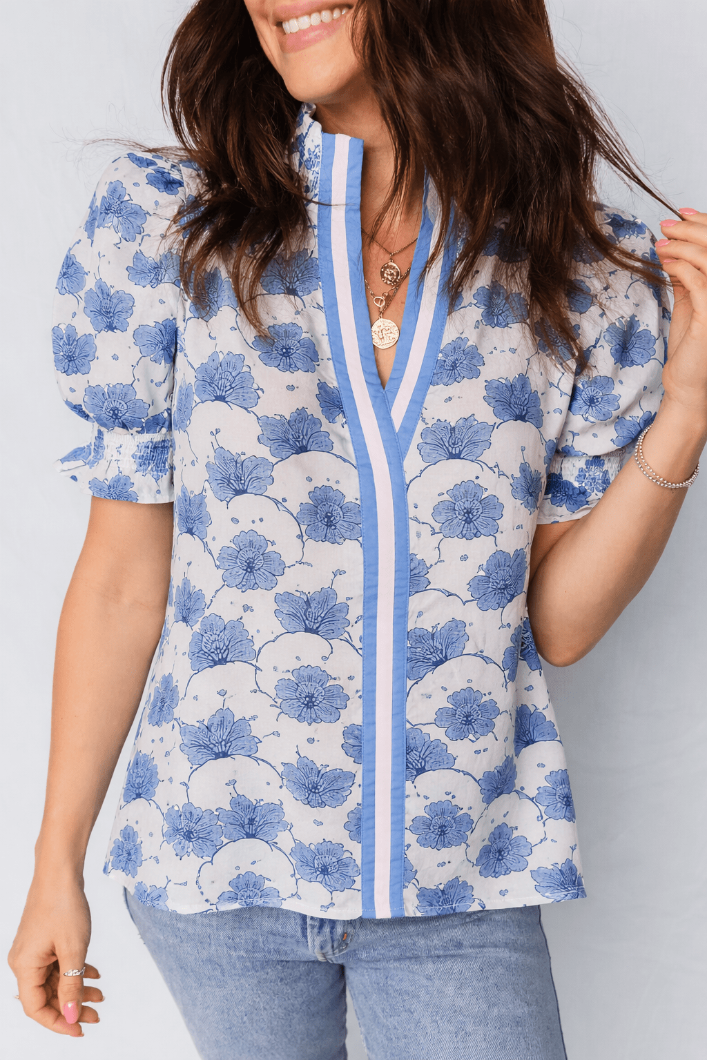 Mariam Sleeve Contrast Trim Blouse - Hello Beautiful BoutiqueBlouses & ShirtsThreaded Pear
