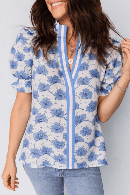 Mariam Sleeve Contrast Trim Blouse - Hello Beautiful BoutiqueBlouses & ShirtsThreaded Pear