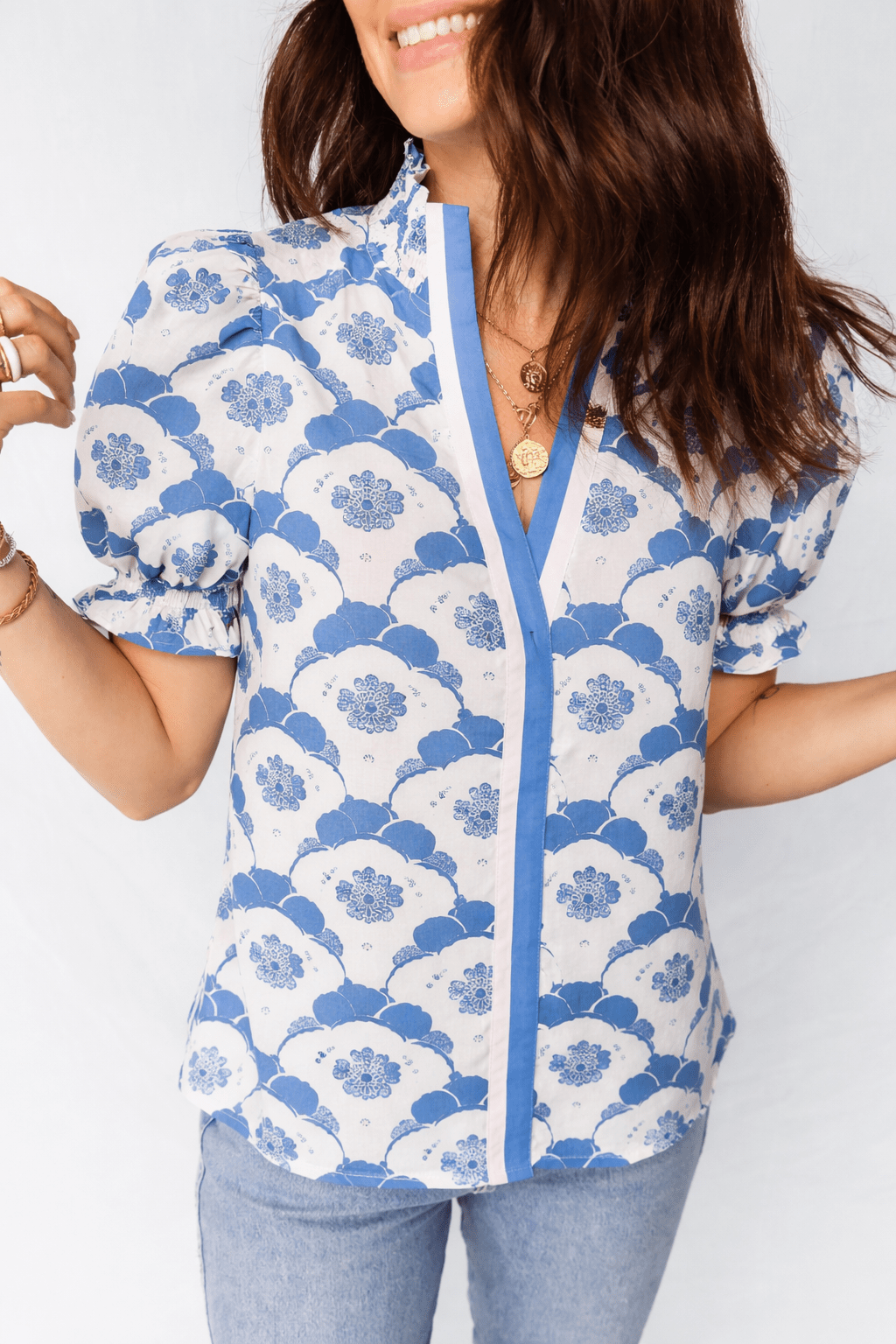 Mariam Sleeve Contrast Trim Blouse - Hello Beautiful BoutiqueBlouses & ShirtsThreaded Pear
