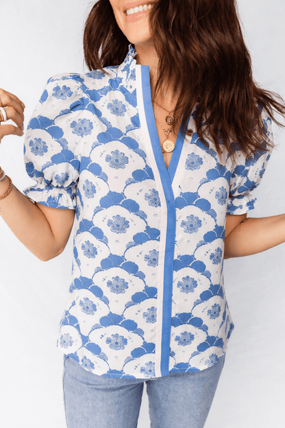Mariam Sleeve Contrast Trim Blouse - Hello Beautiful BoutiqueBlouses & ShirtsThreaded Pear