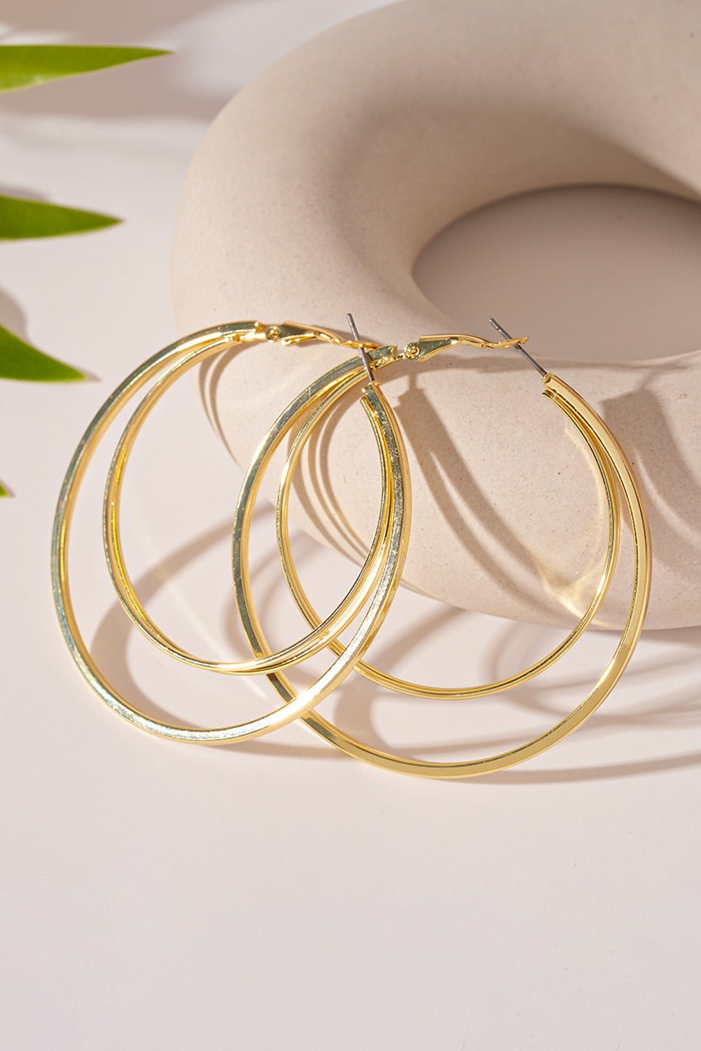 Marigold Plated Double Hoop Earrings - Hello Beautiful BoutiqueJewelryThreaded Pear