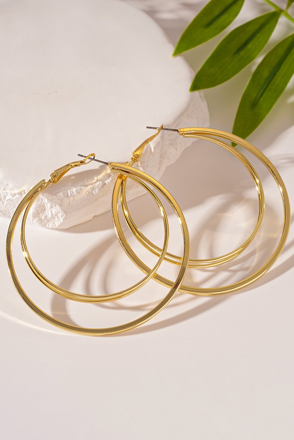 Marigold Plated Double Hoop Earrings - Hello Beautiful BoutiqueJewelryThreaded Pear