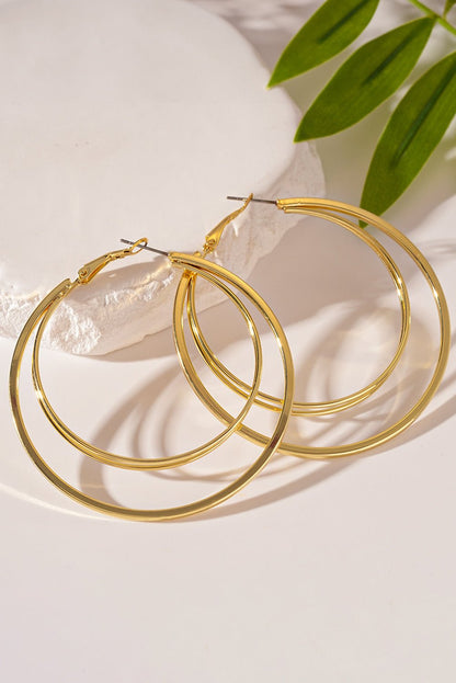 Marigold Plated Double Hoop Earrings - Hello Beautiful BoutiqueJewelryThreaded Pear
