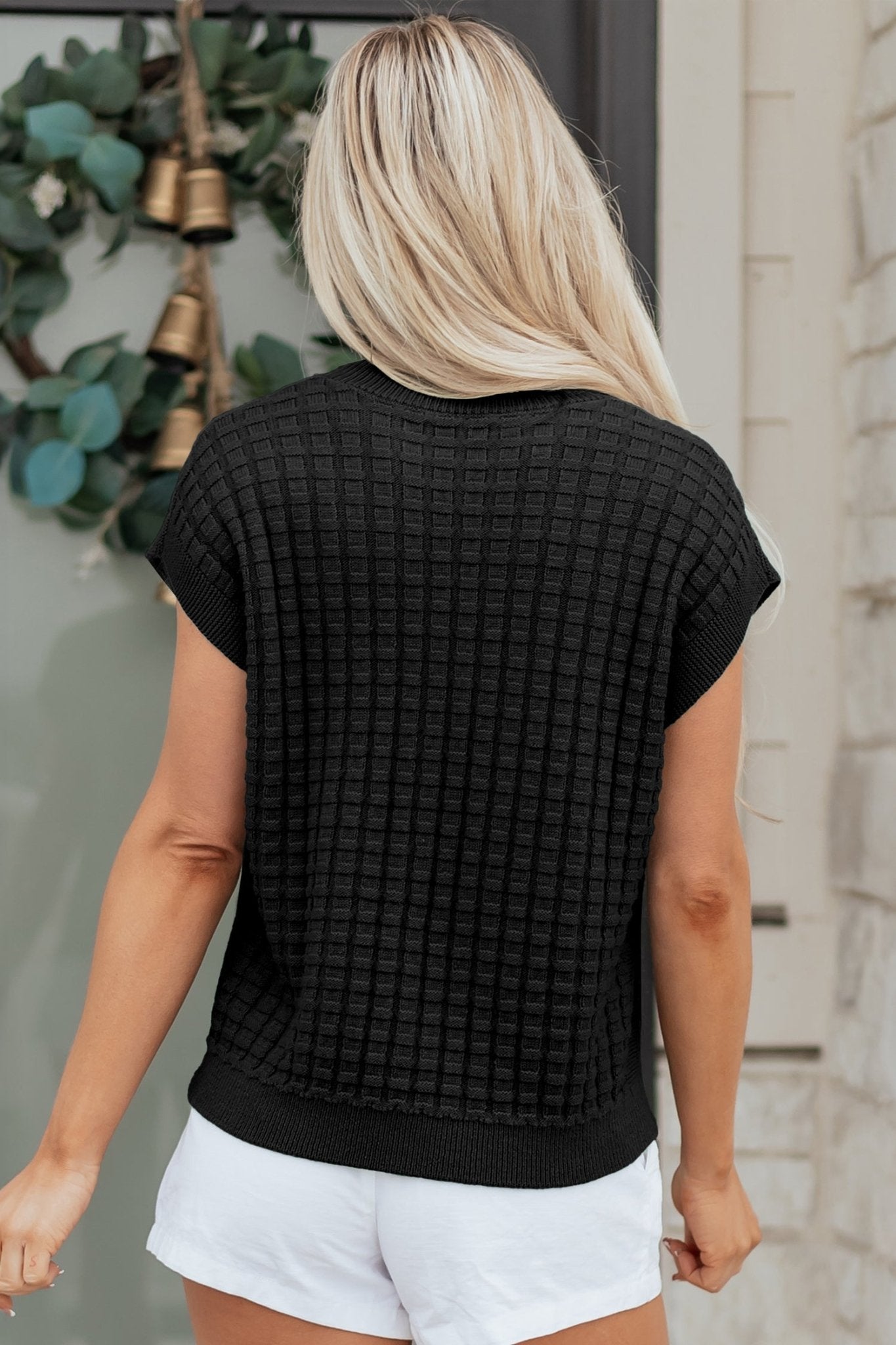 Marina Textured Short Sleeve Sweater - Hello Beautiful BoutiqueShort Sleeve SweatersThreaded Pear