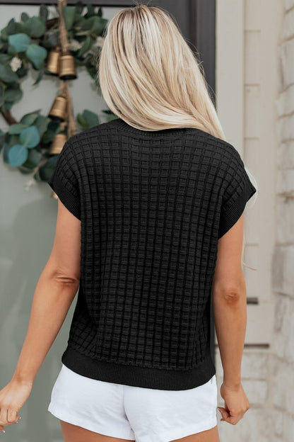 Marina Textured Short Sleeve Sweater - Hello Beautiful BoutiqueShort Sleeve SweatersThreaded Pear
