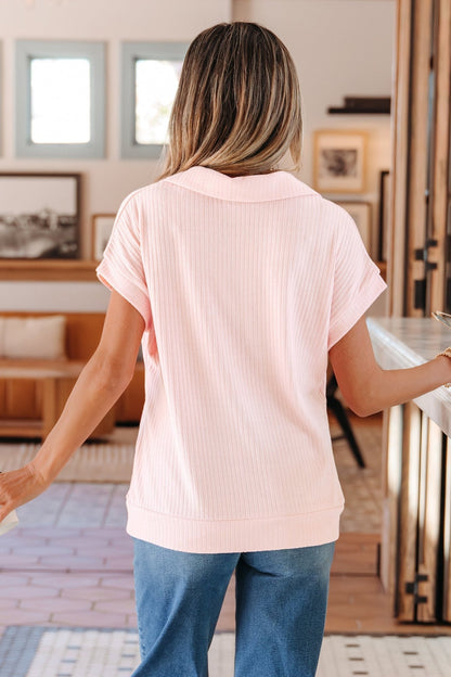 Marley Light Collared Ribbed Tee - Hello Beautiful BoutiqueTops & TeesThreaded Pear
