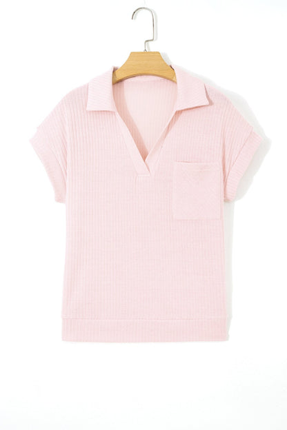 Marley Light Collared Ribbed Tee - Hello Beautiful BoutiqueTops & TeesThreaded Pear