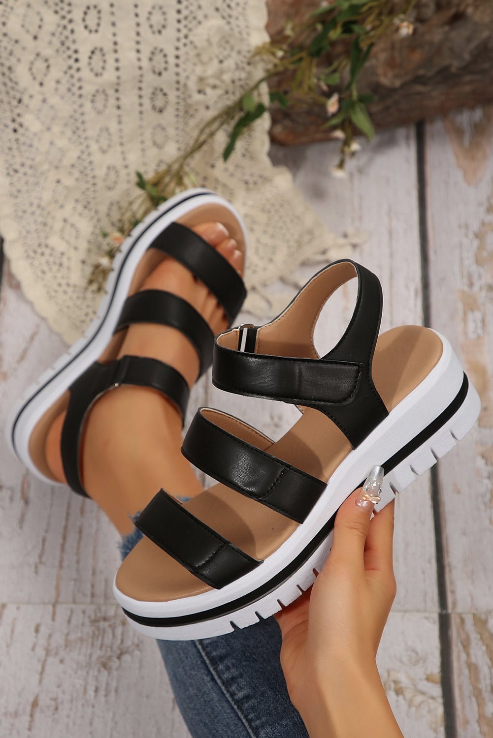 Marley Pu Leather Platform Sandals - Hello Beautiful BoutiqueSandalsThreaded Pear