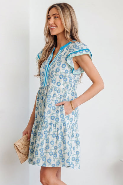 Marlowe Flutter Sleeve Mini Dress - Hello Beautiful BoutiqueFloral DressesThreaded Pear