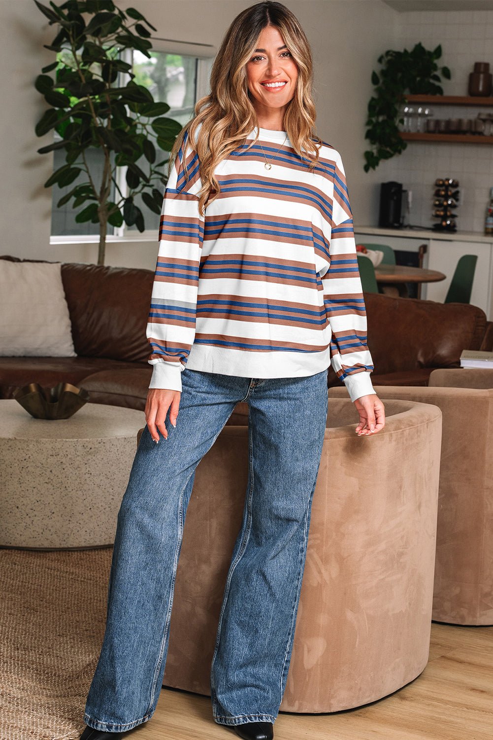 Marlowe Stripe Drop Shoulder Pullover - Hello Beautiful Boutique15% OFFThreaded Pear