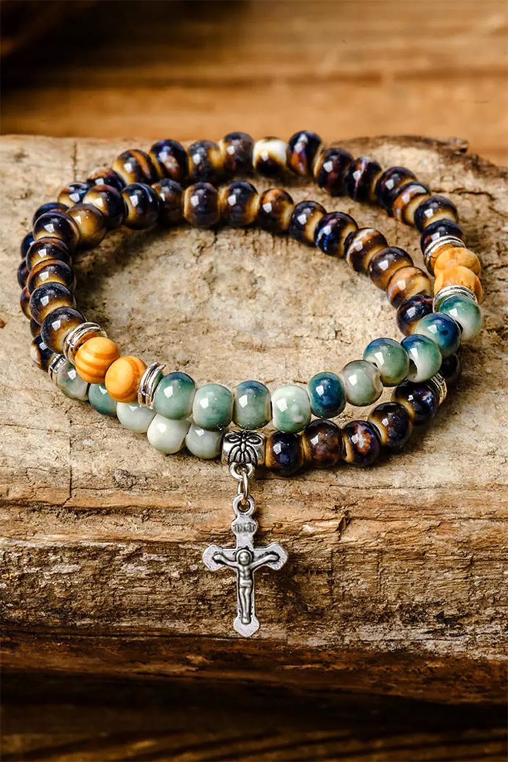Matilda Layered Cross Beading Bracelet - Hello Beautiful BoutiqueJewelryThreaded Pear