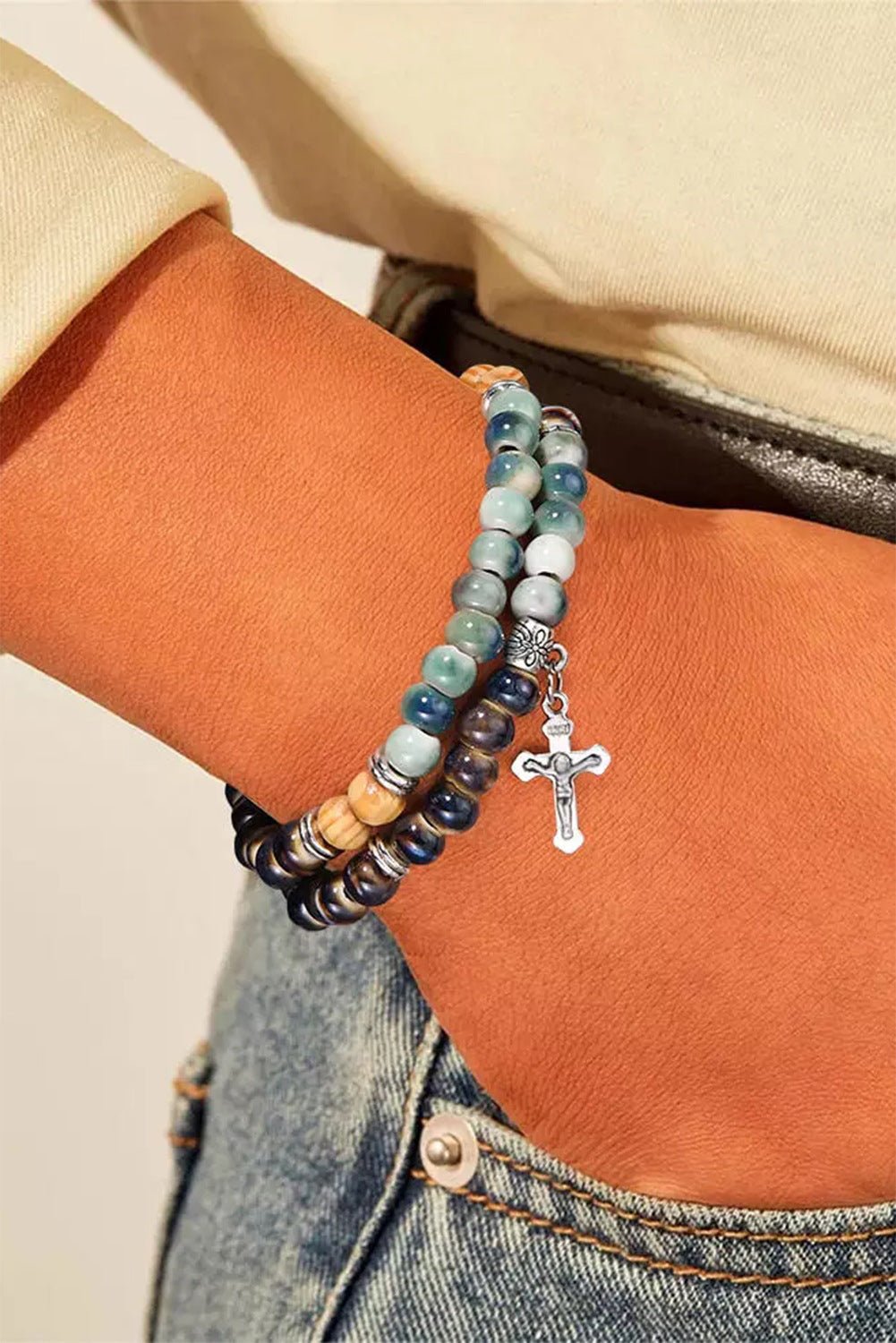 Matilda Layered Cross Beading Bracelet - Hello Beautiful BoutiqueJewelryThreaded Pear