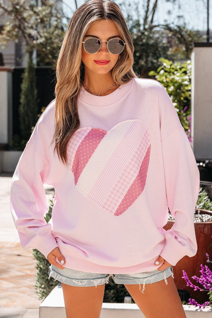 Matilda Sweetheart Patchwork Oversize Sweatshirt - Hello Beautiful BoutiqueSweatshirts & HoodiesThreaded Pear