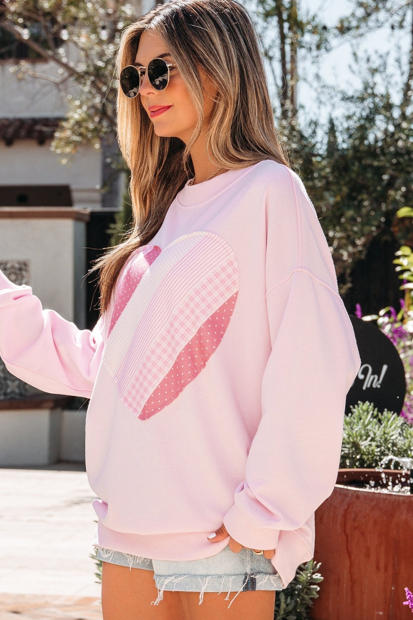 Matilda Sweetheart Patchwork Oversize Sweatshirt - Hello Beautiful BoutiqueSweatshirts & HoodiesThreaded Pear