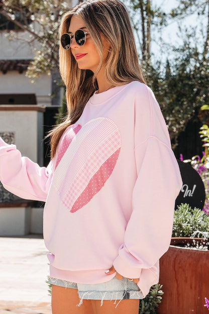 Matilda Sweetheart Patchwork Oversize Sweatshirt - Hello Beautiful BoutiqueSweatshirts & HoodiesThreaded Pear