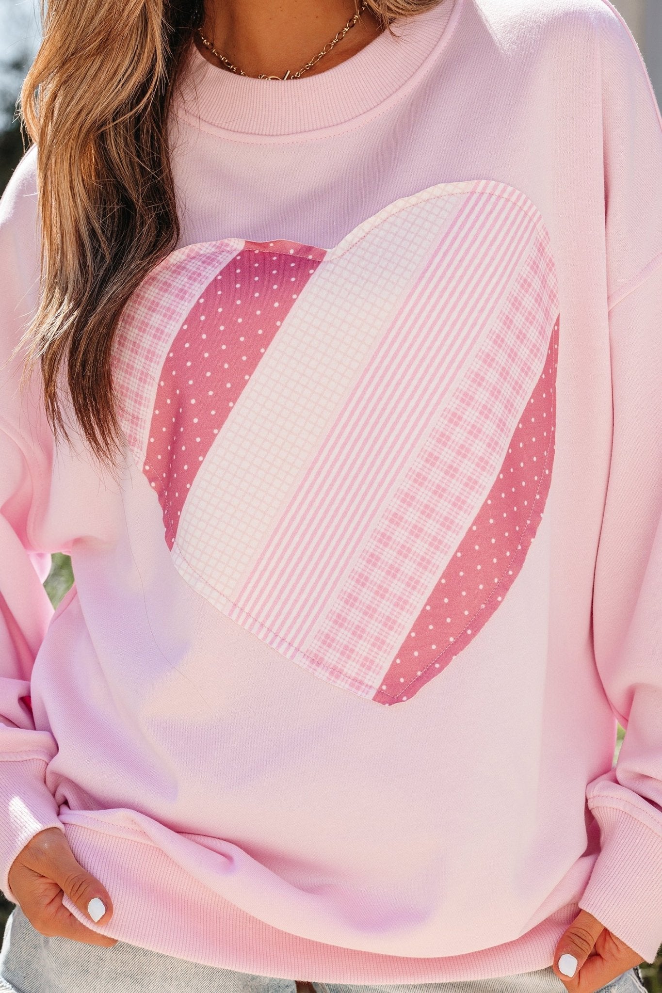 Matilda Sweetheart Patchwork Oversize Sweatshirt - Hello Beautiful BoutiqueSweatshirts & HoodiesThreaded Pear