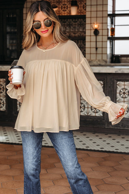 Mayaevi Sleeve Chiffon Blouse Long Sleeve Top - Hello Beautiful BoutiqueBlouses & ShirtsThreaded Pear
