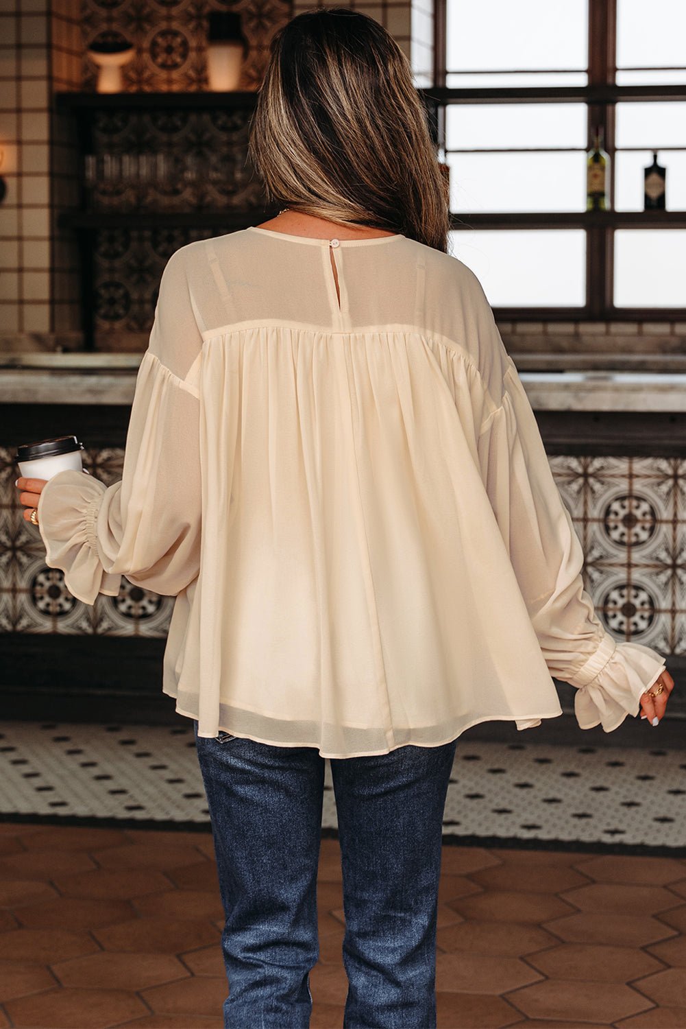 Mayaevi Sleeve Chiffon Blouse Long Sleeve Top - Hello Beautiful BoutiqueBlouses & ShirtsThreaded Pear