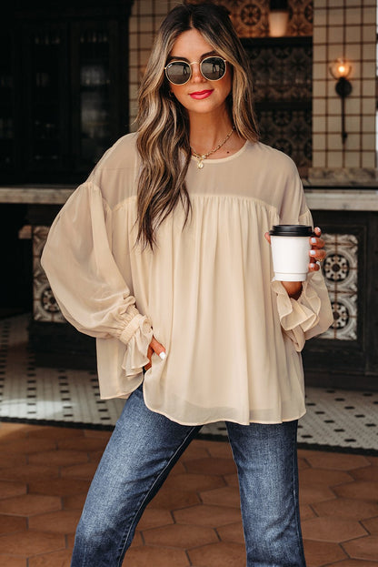 Mayaevi Sleeve Chiffon Blouse Long Sleeve Top - Hello Beautiful BoutiqueBlouses & ShirtsThreaded Pear