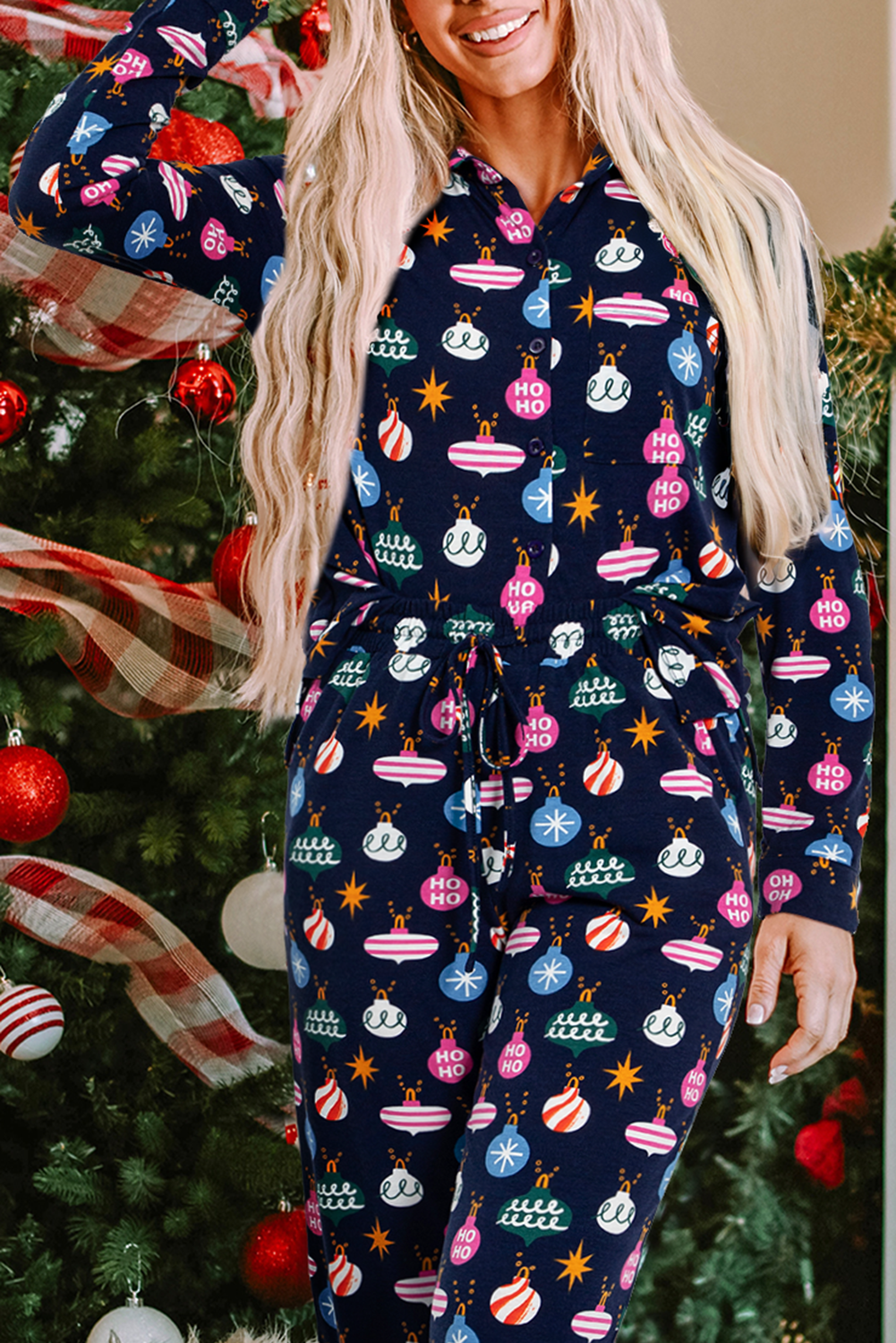 Mazie Christmas Lights Print Shirt - Hello Beautiful BoutiqueSleepwearThreaded Pear