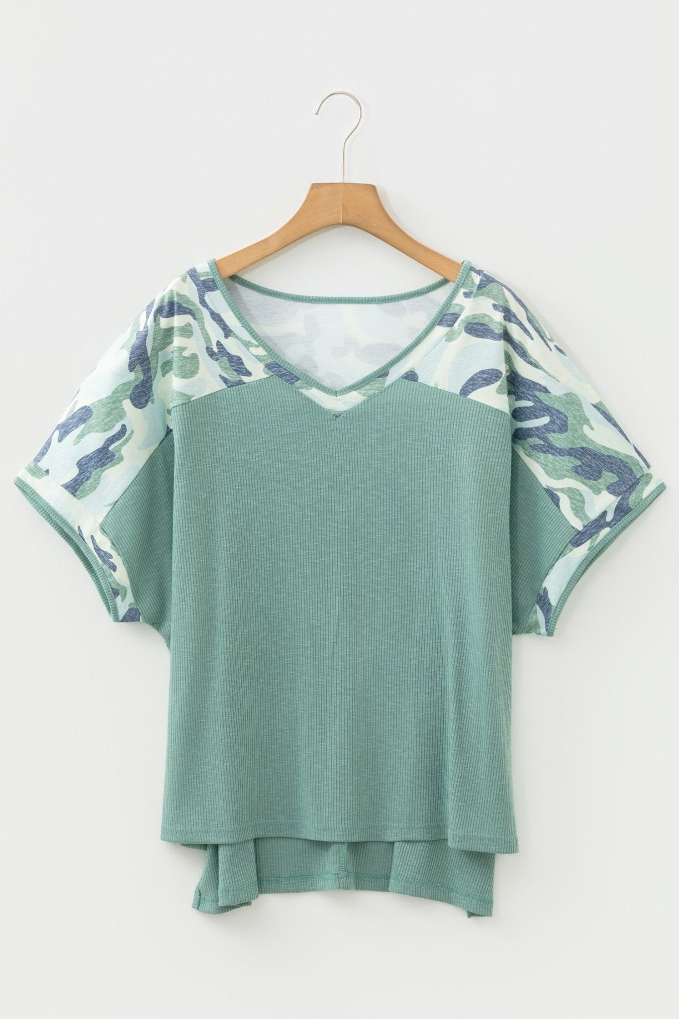 Mazie Mist Ribbed Patchwork PLUS Tee - Hello Beautiful BoutiquePlus Size Tops & TeesThreaded Pear