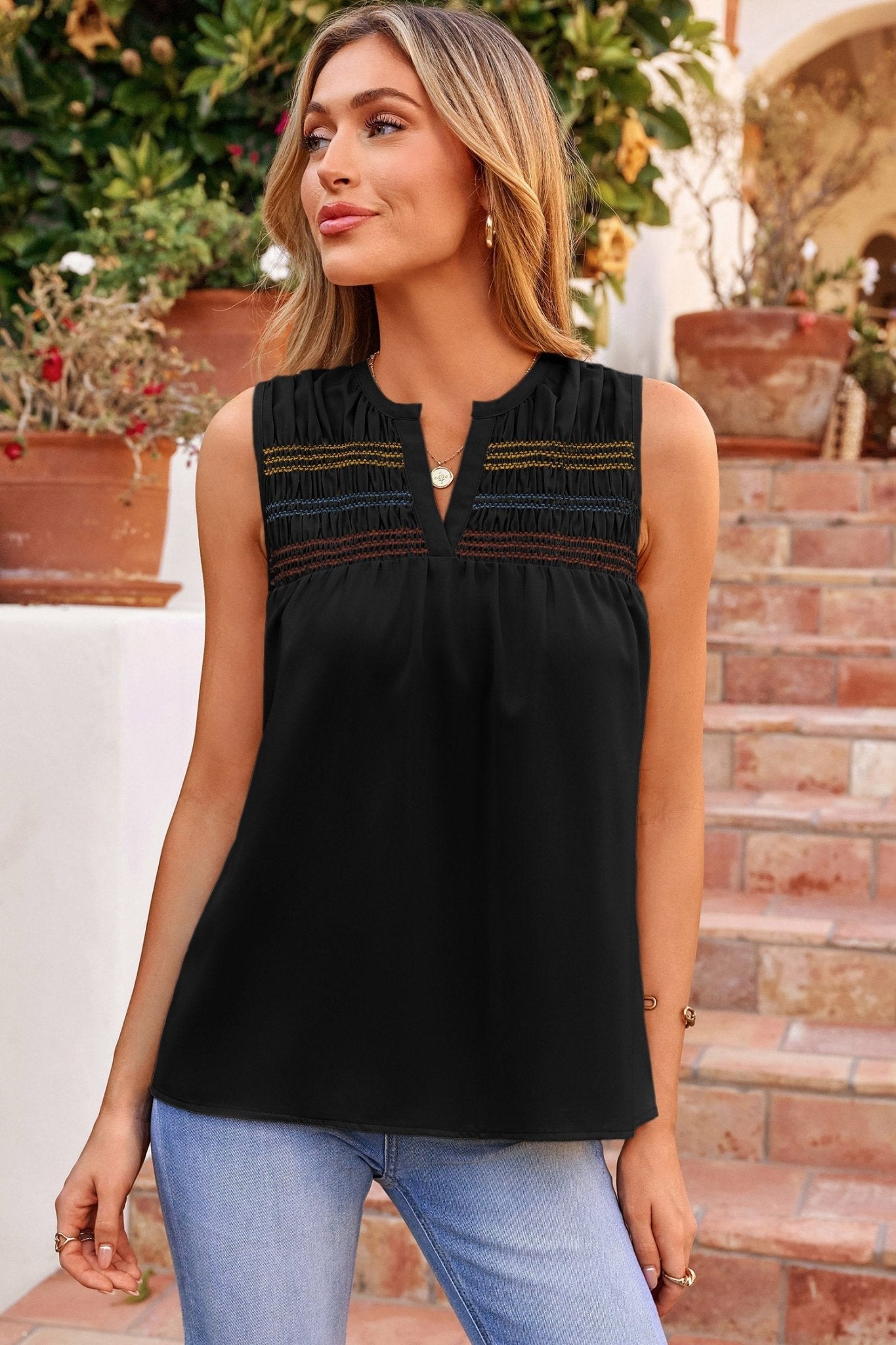 Mazie Stitch Sleeveless Shift Top - Hello Beautiful BoutiqueTank TopsThreaded Pear