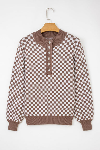 Mckinley Trim Checkerboard Knit Sweater - Hello Beautiful BoutiqueSweatersThreaded Pear