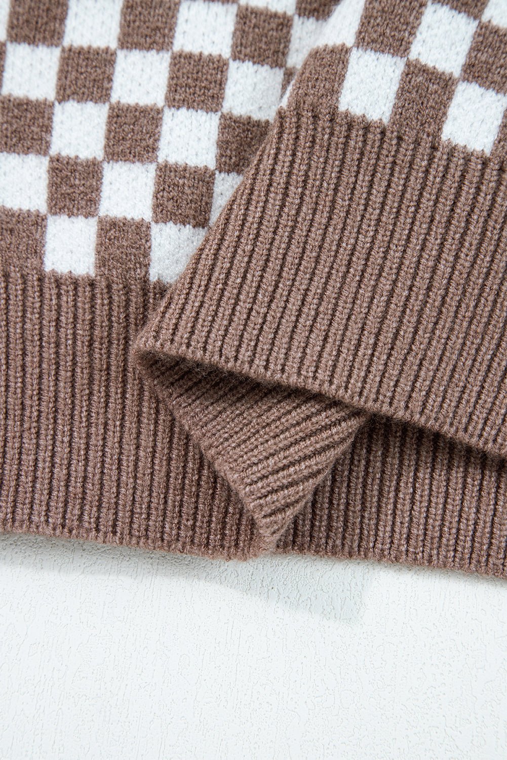 Mckinley Trim Checkerboard Knit Sweater - Hello Beautiful BoutiqueSweatersThreaded Pear
