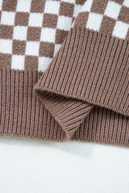Mckinley Trim Checkerboard Knit Sweater - Hello Beautiful BoutiqueSweatersThreaded Pear