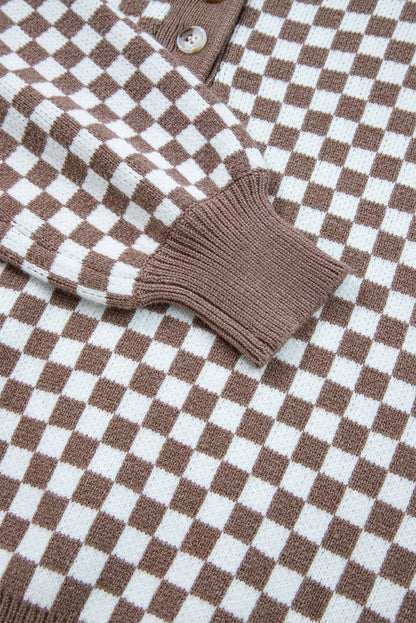 Mckinley Trim Checkerboard Knit Sweater - Hello Beautiful BoutiqueSweatersThreaded Pear