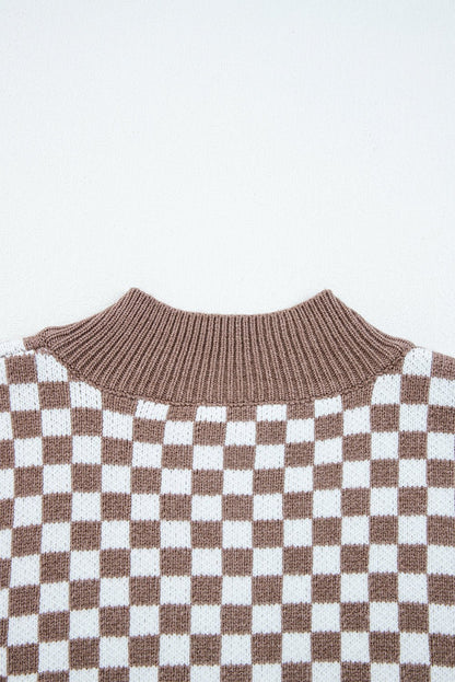 Mckinley Trim Checkerboard Knit Sweater - Hello Beautiful BoutiqueSweatersThreaded Pear
