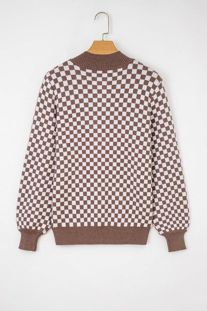 Mckinley Trim Checkerboard Knit Sweater - Hello Beautiful BoutiqueSweatersThreaded Pear